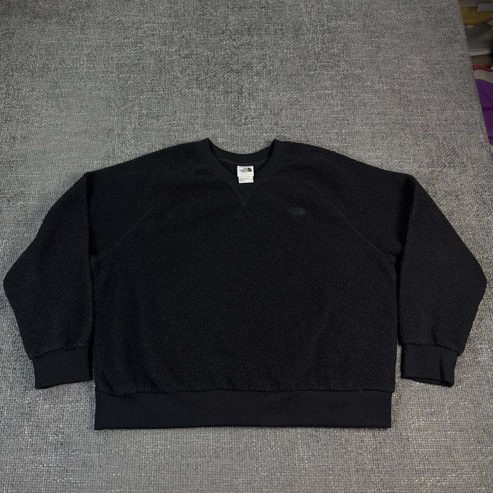 The North Face Sherpa Fleece Sweatshirt Womens XXL Black Boxy Pullover NF-4822